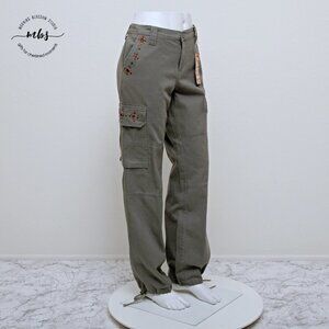 NWT !It Jeans Beads Studded High Rise Jeweled Wide Leg Drawstring Pants